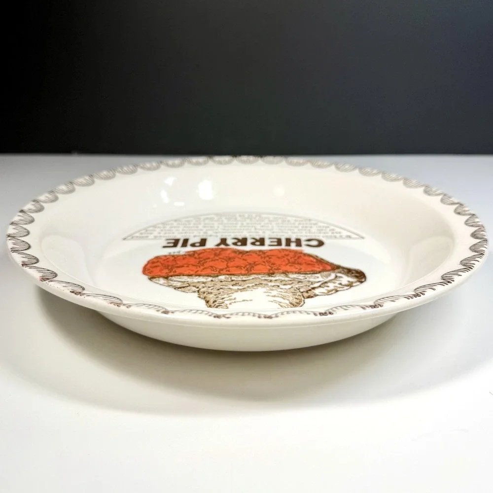 Vintage Cherry Pie Recipe Pie Plate DEE Signed 10.25